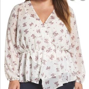 NWT 1. State Long Sleeve Ditsy Blouse